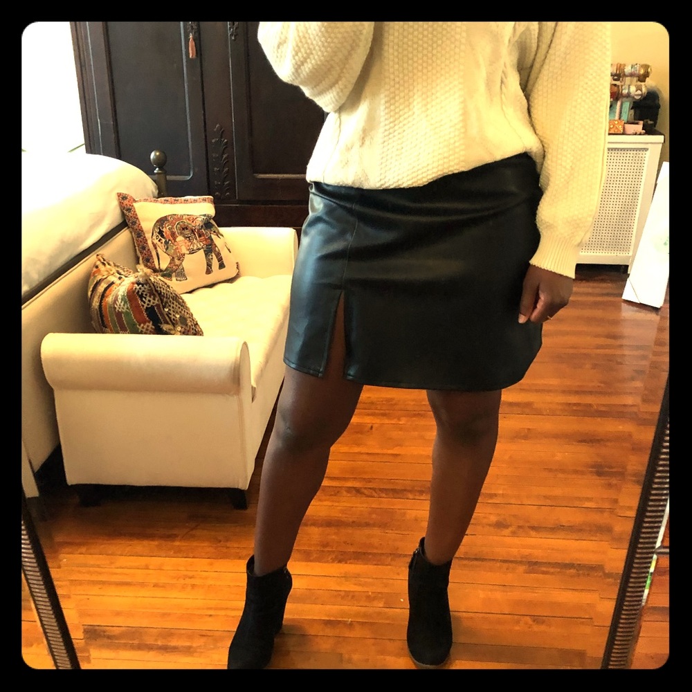 Black Leatherette Mini Skirt